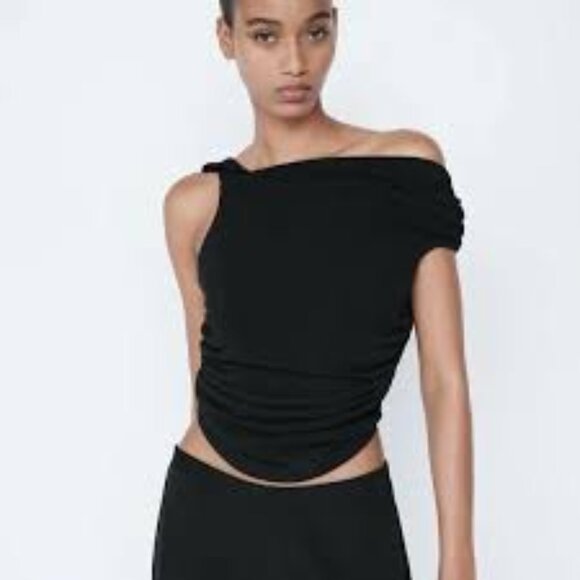 ZARA | Asymmetrical Ruched Top | Sz. S - Picture 2 of 6